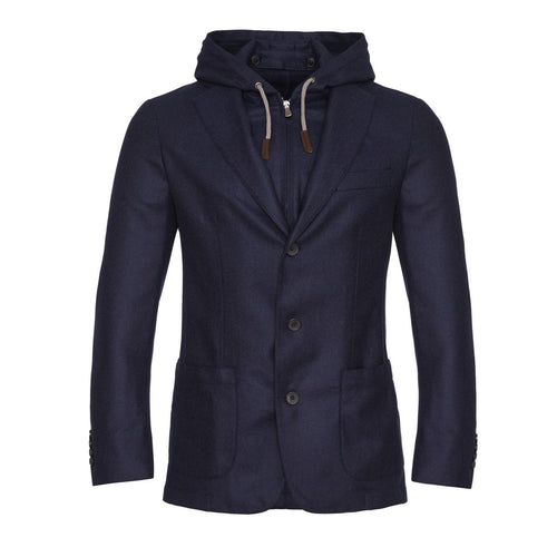 Emanuel Berg Shirt Jacket with Hood in Navy