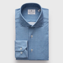 Emanuel Berg Modern 4-FLEX Ocean Blue Pattern Sport Shirt