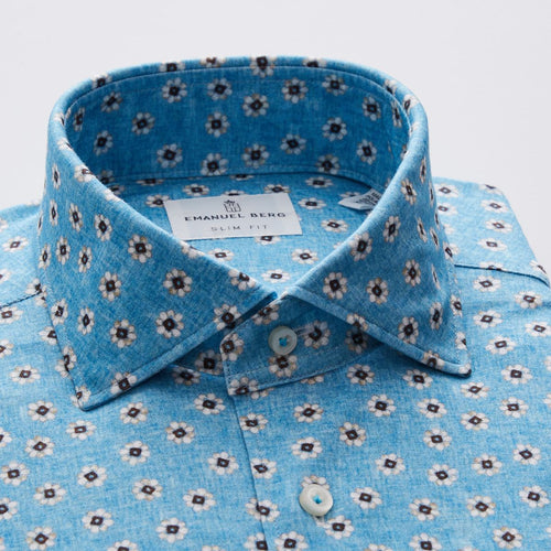 Emanuel Berg Modern 4-FLEX Turquois Pattern Sport Shirt