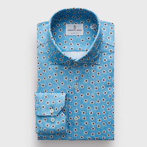 Emanuel Berg Modern 4-FLEX Turquois Pattern Sport Shirt