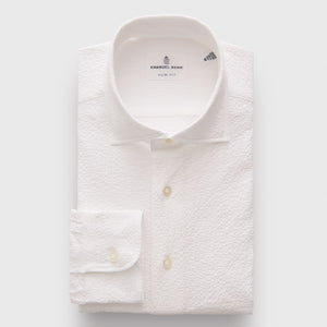 Emanuel Berg White Luxury Seersucker Sport Shirt