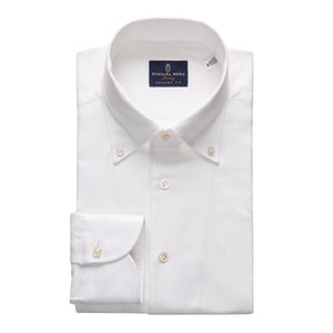 Emanuel Berg Flannel Herringbone White Shirt