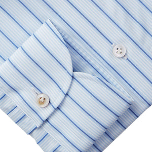 Emanuel Berg Blue Stripe Luxury Poplin Dress Shirt