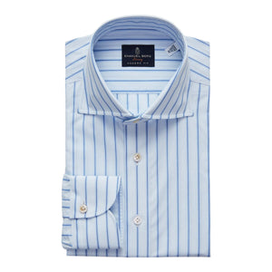 Emanuel Berg Blue Stripe Luxury Poplin Dress Shirt