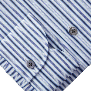 Emanuel Berg Navy Stripe Luxury Poplin Dress Shirt