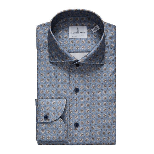 Emanuel Berg Luxe Flannel Blue Geometric