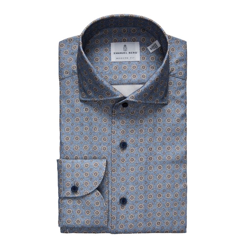 Emanuel Berg Luxe Flannel Blue Geometric
