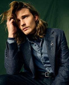 Tallia Slim Fit Blue Donegal Herringbone Jacket