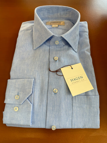 Hagen Blue Linen/Cotton Shirt