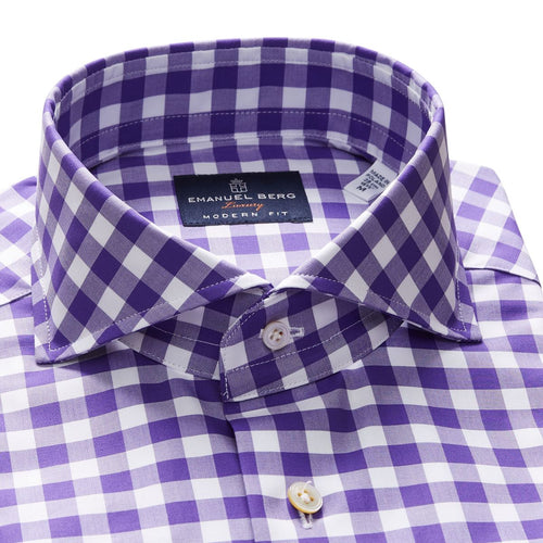 Emanuel Berg Check Purple Shirt