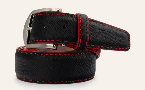 L.E.N. Epson Calf in Black w/Red Stitch Edge