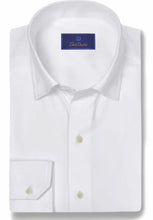 David Donahue Regular Fit White Twill Sport Shirt