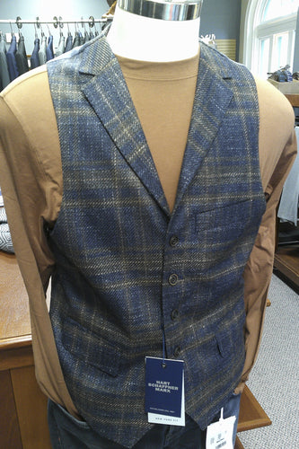 Hart Schaffner Marx Blue/Bronze Plaid Vest