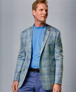 Tony The Tailor Mint/Azure Plaid Jacket