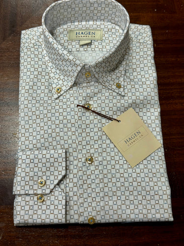 Hagen City Tan Geometric Sport Shirt