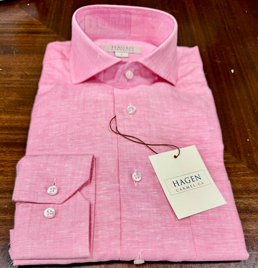 Hagen Coastal Pink Linen/Cotton Sport Shirt