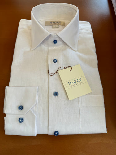 Hagen White Linen/Cotton Shirt