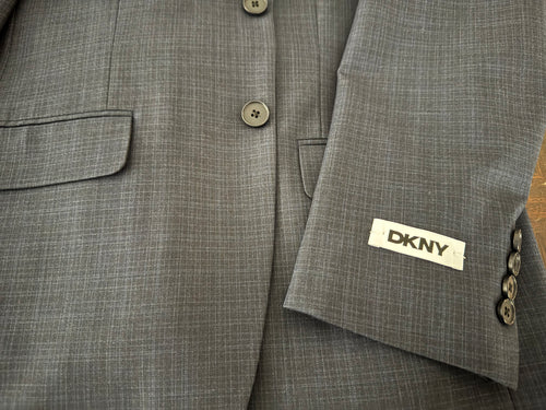DKNY Slim Fit Grey Microcheck Suit