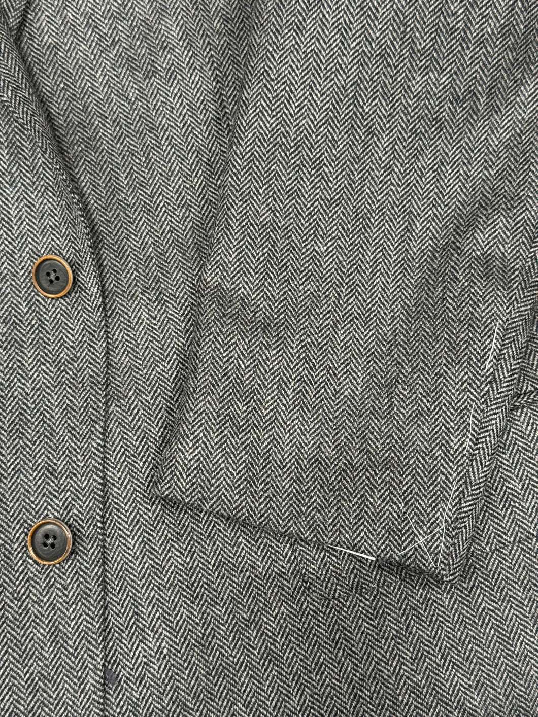 Black Label Grey Herringbone Pure Cashmere Jacket