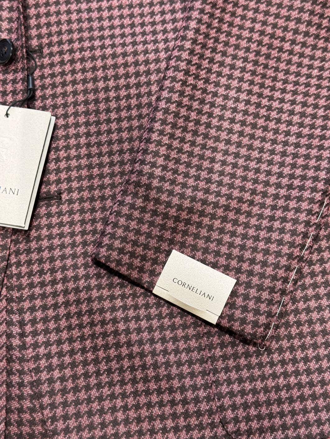 Corneliani Salmon/Brown Houndstooth Jacket