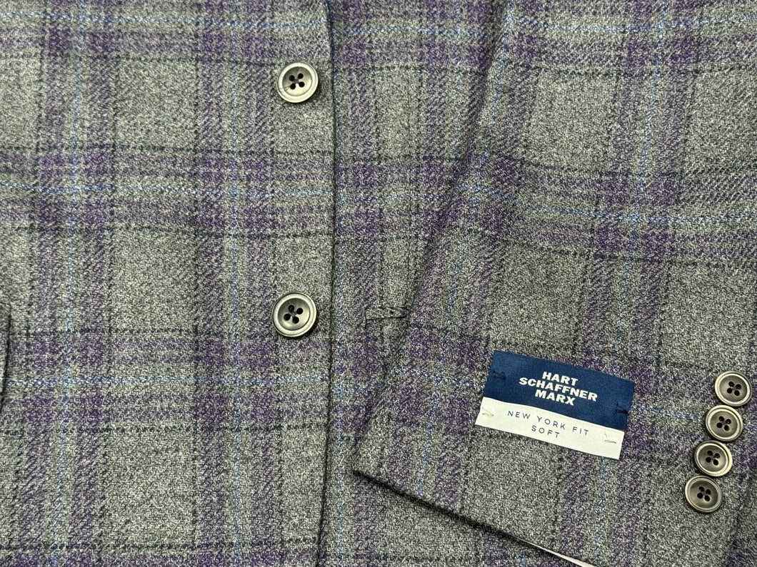 Hart Schaffner Marx Grey/Purple Plaid Jacket