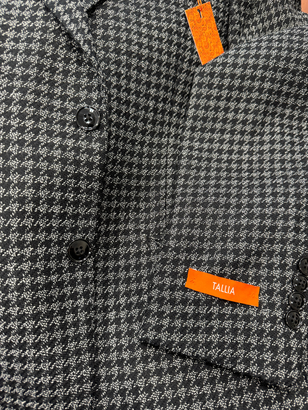 Tallia Slim Fit Black/Grey Houndstooth Jacket