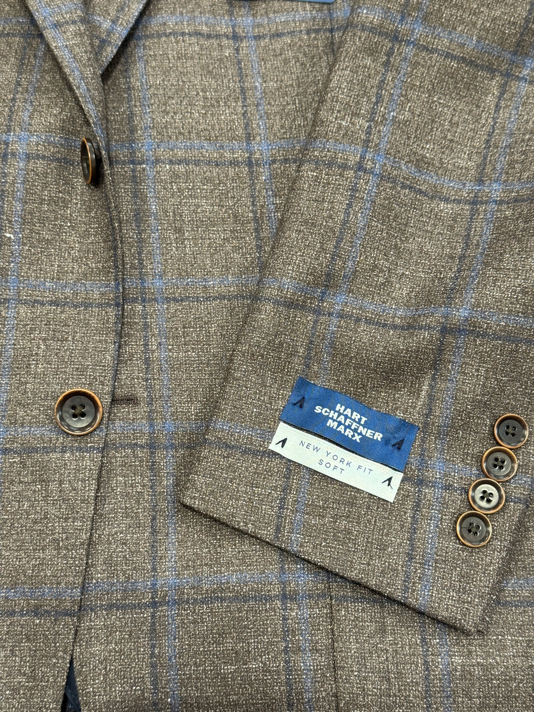 Hart Schaffner Marx Brown/Navy/Blue Windowpane Hybrid Jacket