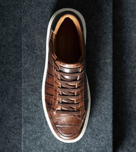 Allen Edmonds Oliver Chestnut Croc Slip-On Sneaker