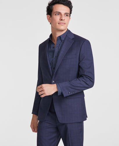 Tallia Slim Fit Blue Sharkskin Suit Separates