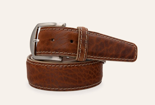 L.E.N. American Bison in Cognac w/Beige Stitch Edge