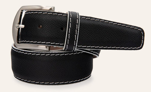 L.E.N. Epson Calf in Black w/White Stitch Edge