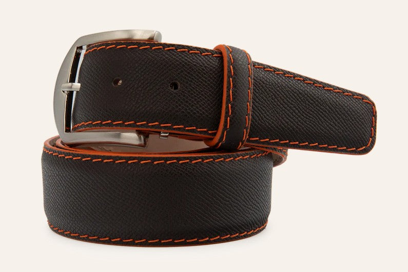 L.E.N. Epson Calf in Brown w/Orange Stitch Edge