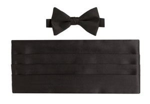 David Donahue Black Satin Cummerbund and Bow