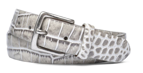 W. Kleinberg Grey/Brown Embossed Croc Belt
