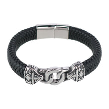 Silver and Leather Interlock Bracelet