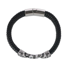 Silver and Leather Interlock Bracelet
