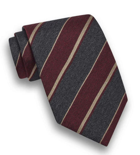 Merlot/Charcoal Melange Stripe Tie