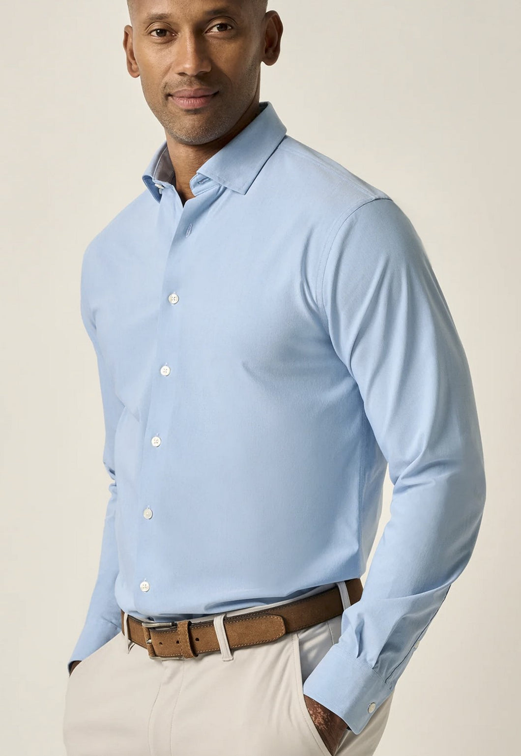 Johnnie-O Travis Performance Laguna Blue Button Up