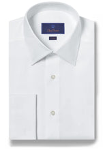 David Donahue White Trim Fit French Cuff Dress Shirt