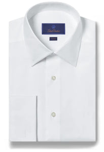 David Donahue White Trim Fit French Cuff Dress Shirt