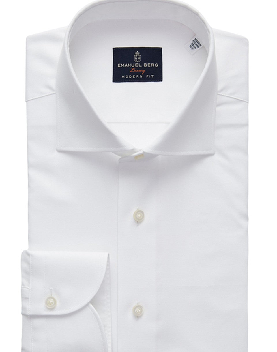 Emanuel Berg YOGA White Luxury Twill Dress Shirt