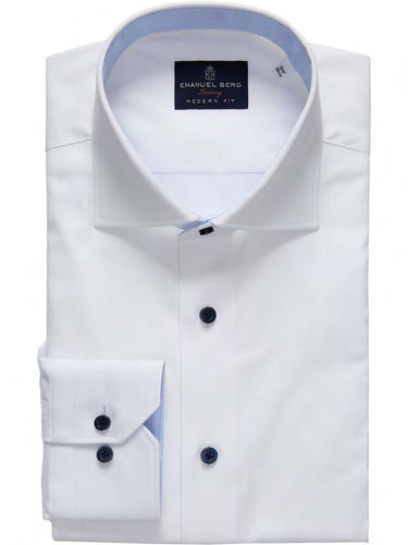 Emanuel Berg YOGA White Luxury Twill Dress Shirt