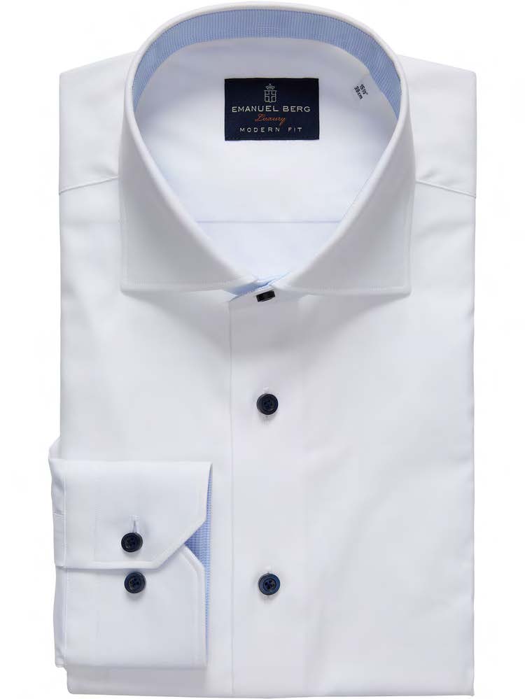 Emanuel Berg YOGA White Luxury Twill Dress Shirt