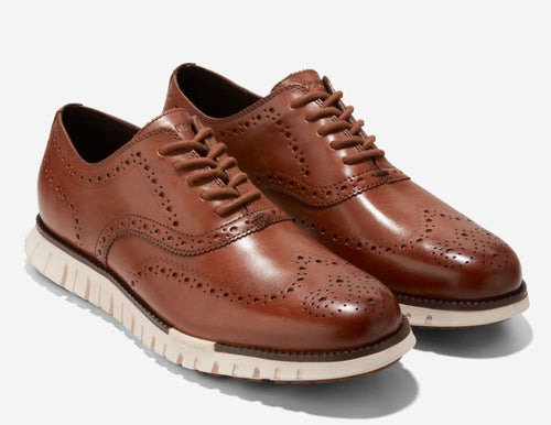 Cole Haan ZeroGrand Remastered Wingtips in British Tan