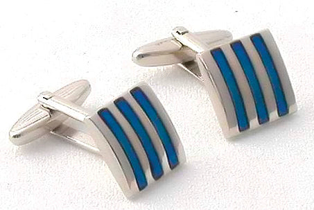 Vertical Blue Striped Cufflinks