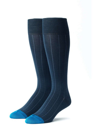 Edward Armah Blue Steel/Medium Blue Ribbed Socks