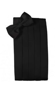 Black Silk Cummerbund Set with Tie your Own Bow