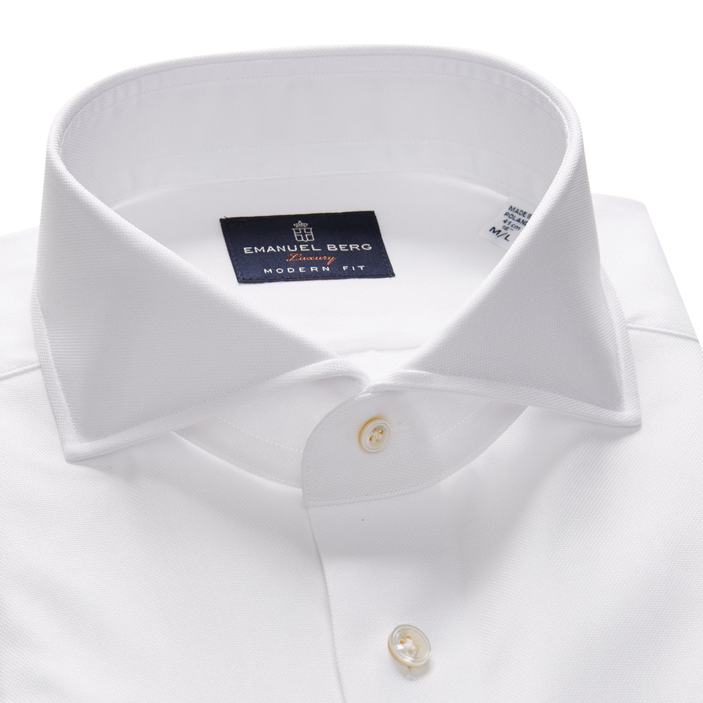 Emanuel Berg Luxury White Modern Fit Dress Shirt